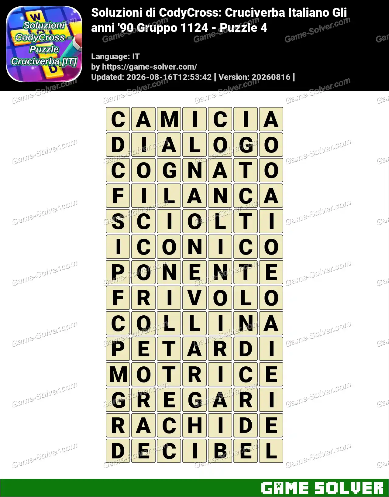Soluzioni di CodyCross: Cruciverba Italiano Gli anni ’90 Gruppo 1124 – Puzzle 4